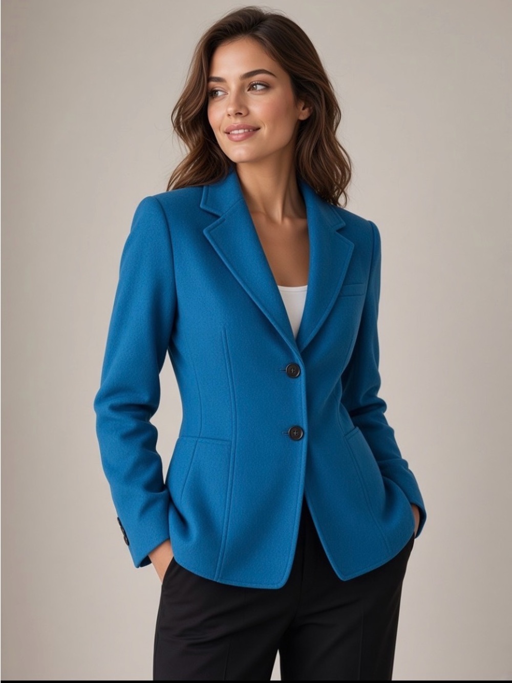 Jones New York Teal Blue Tailored Women's Blazer | 100% Wool | Size 8P